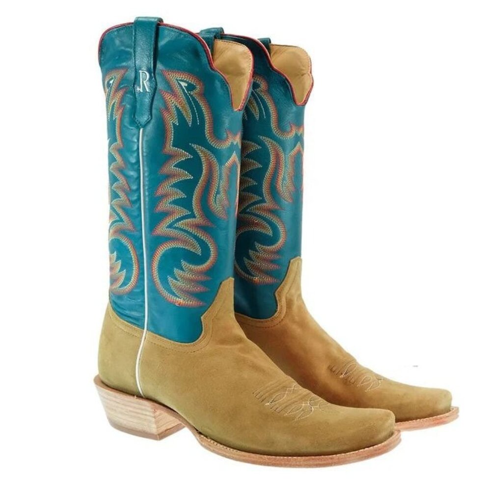 R. Watson Sand Blue Rough Out Cutter Toe Men's Boots NEW in box